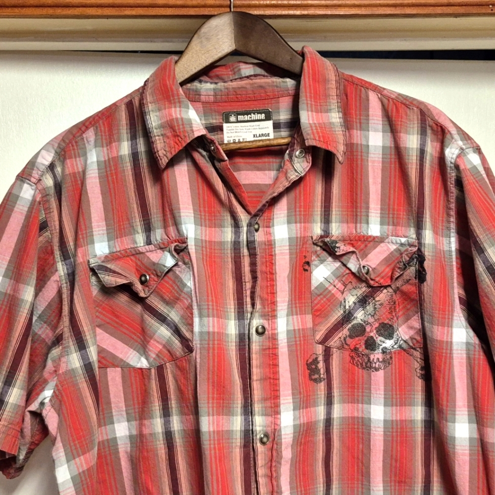 MK Machine Men's Red Plaid Shirt